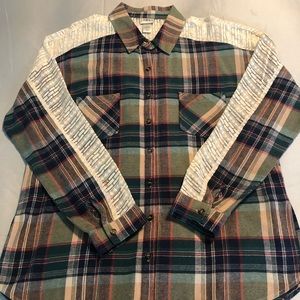 Flannel & Lace Button-Down Top